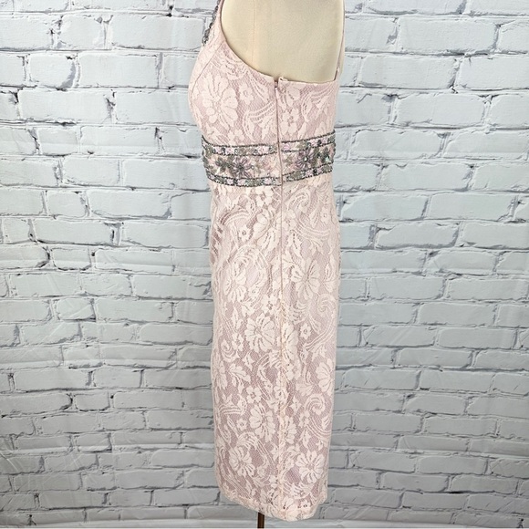 Sue Wong Nocturne Beaded Embroidered Lace Evening Dress Size Small Pink Vintage - Picture 3 of 15